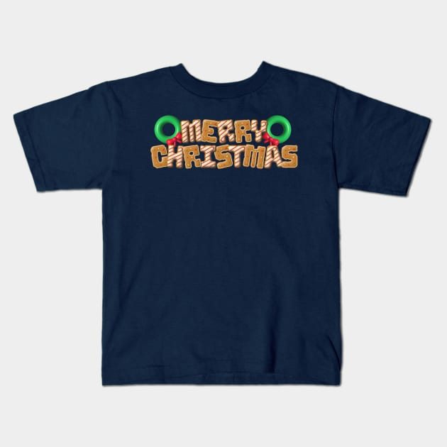 Merry Christmas Lettering Design Kids T-Shirt by DreStudico
